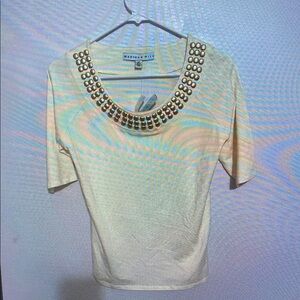 Cream Studded Women's Top